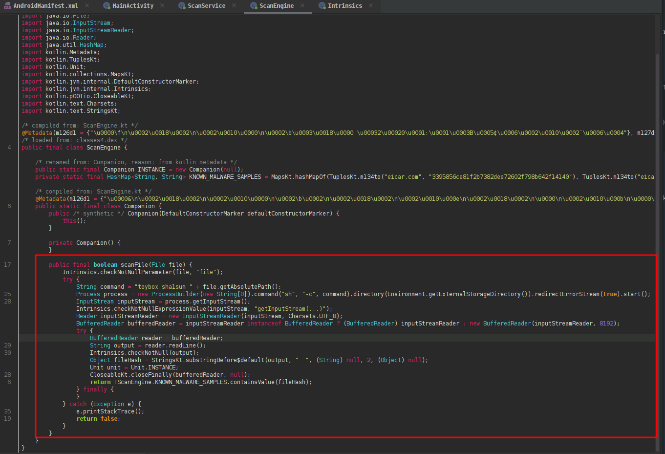 Vulnerable code screenshot